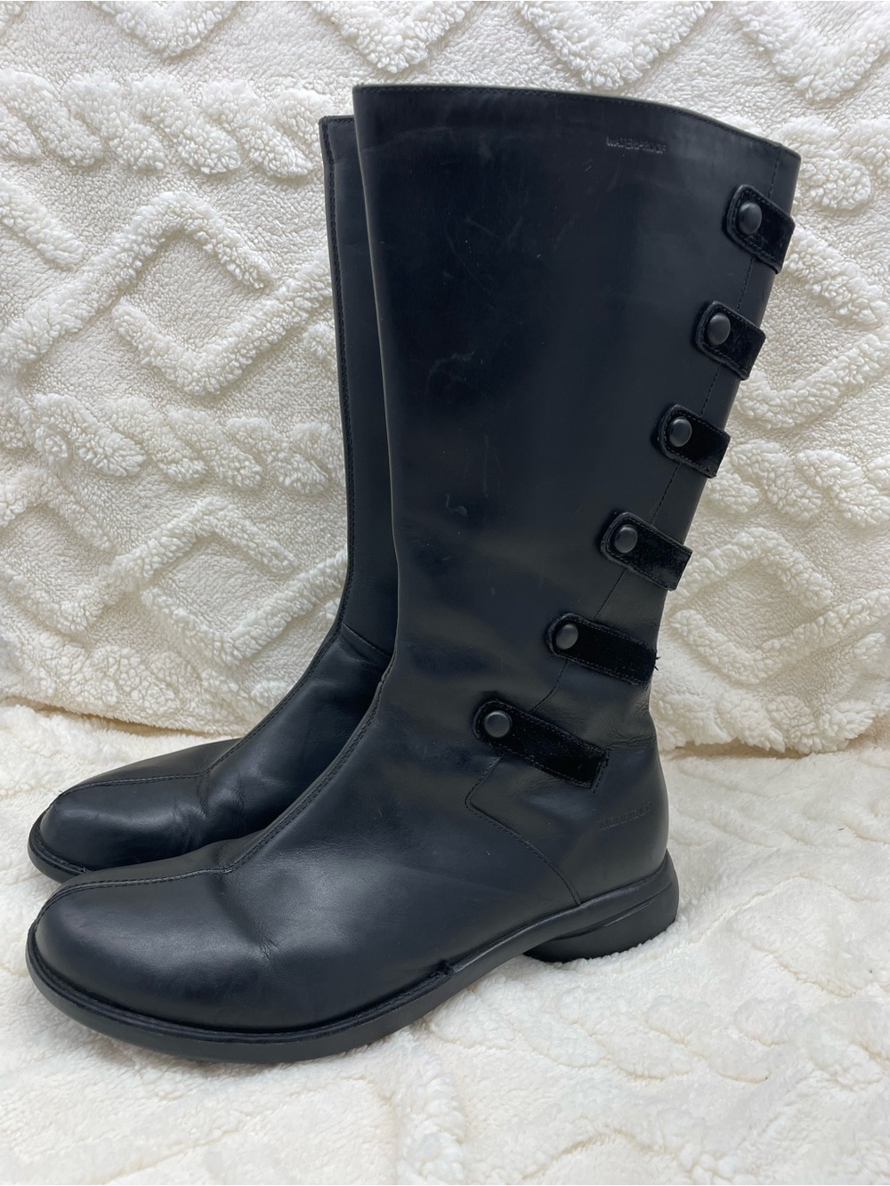 Merrell Black Women's Mid-Calf Button Suede Strap Design Zip Up Heeled Boots